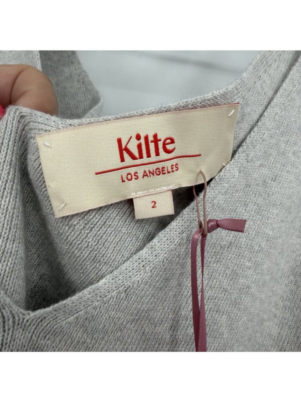 Kilte Collection Rei Tank in Heather Grey Cotton-Cashmere size 2/M V-Neck Top - Picture 2 of 5